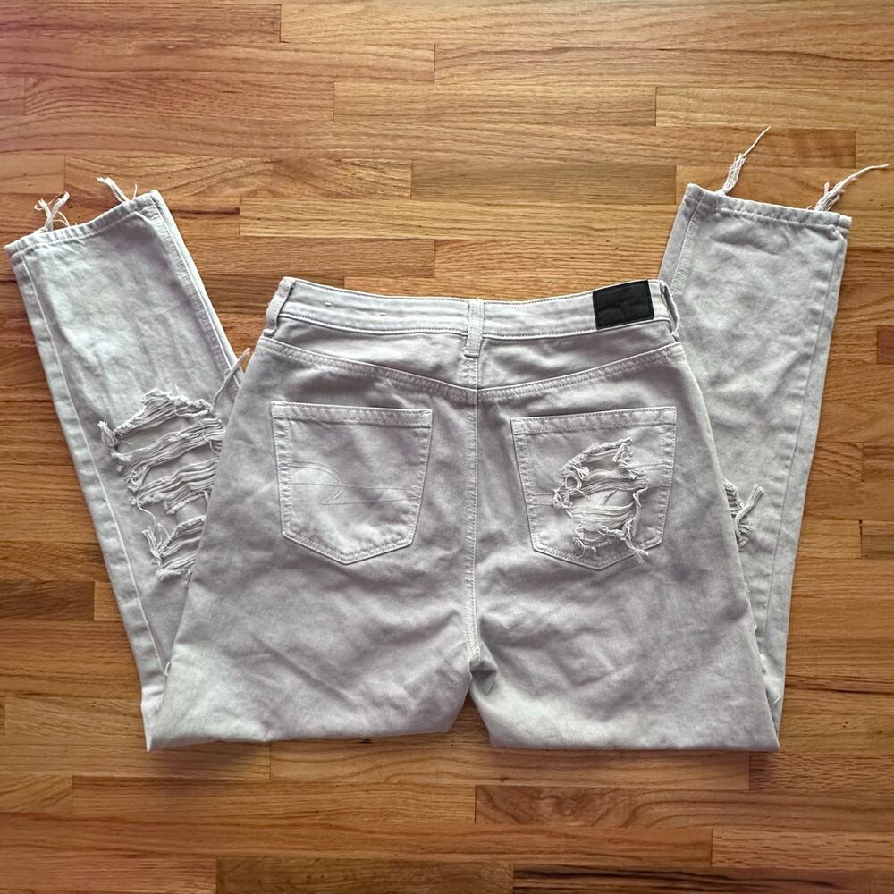 AMERICAN EAGLE x Jeans Womens 6 Long Gray Mom High Rise Stretch Light Wash sz 6 - Picture 6 of 8